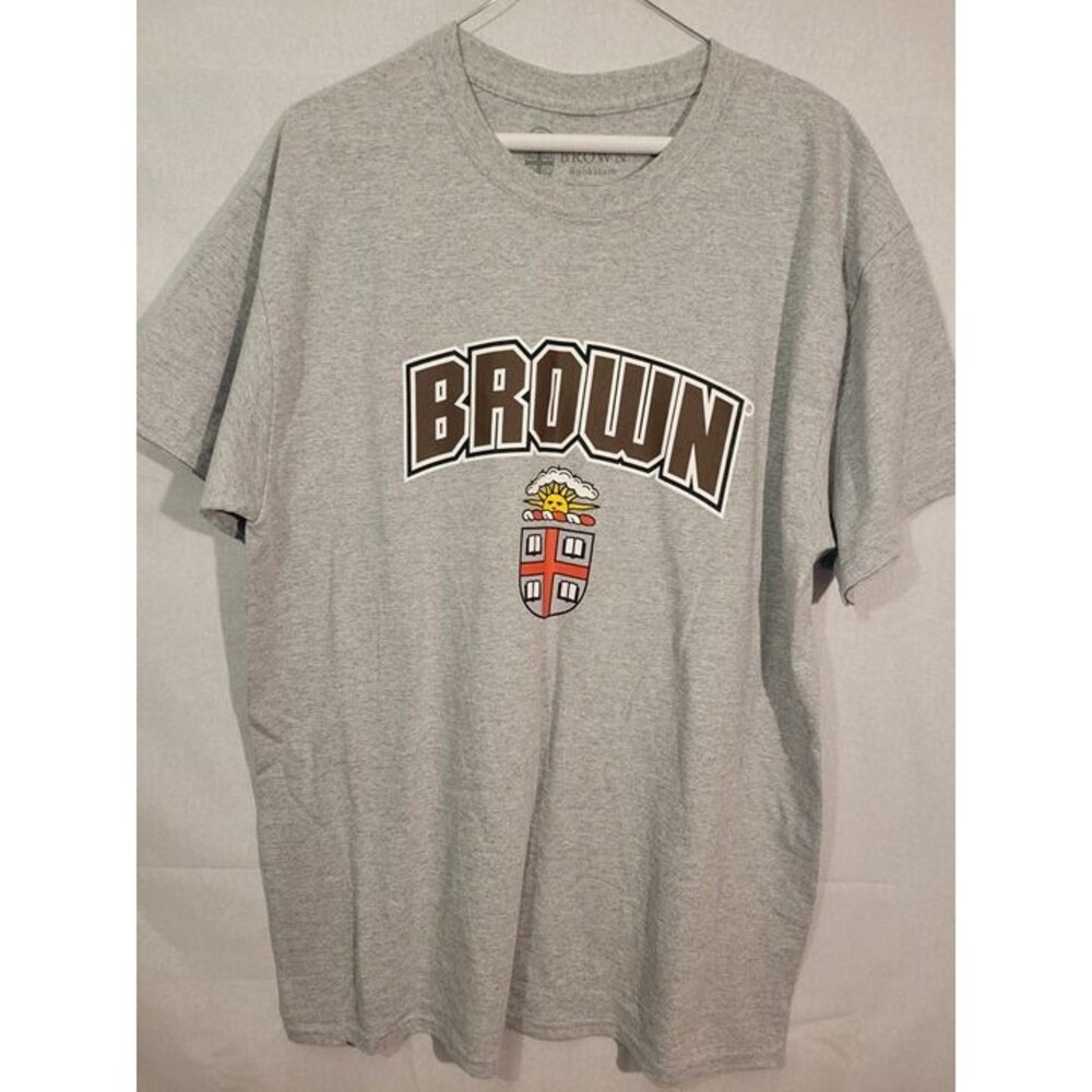Brown University Bookstore T-Shirt Large Gray Brown Logo Graphic College Tee